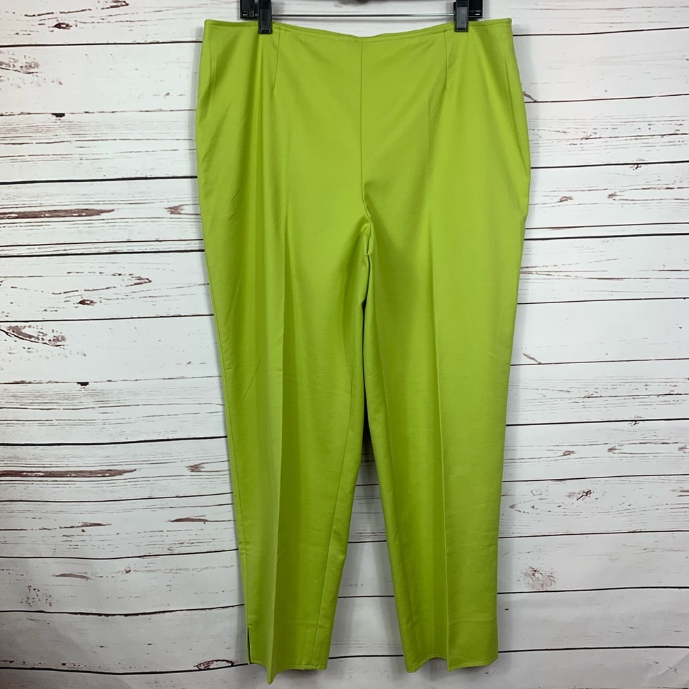Ellen Tracy Pants Glass Green Dressy Slim Leg Open